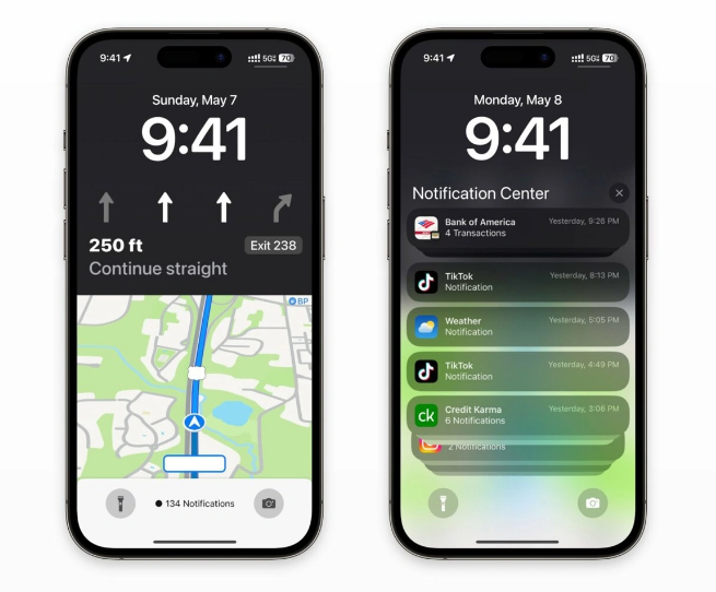 融水苹果维修服务分享iOS17锁屏地图导航半屏显示长什么样 